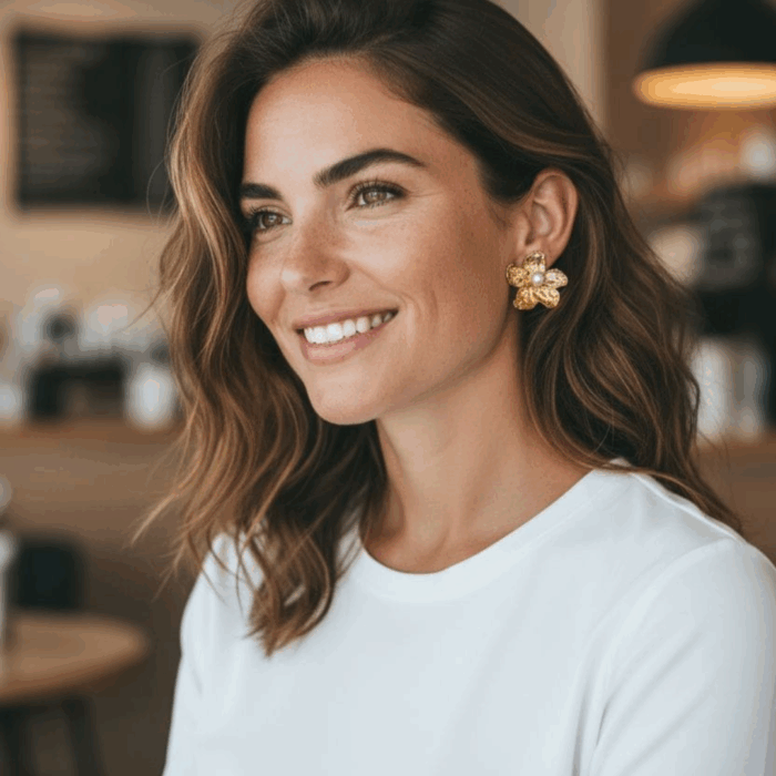 4Golden Flower Pearl Stud Earrings 4Golden Flower Pearl Stud Earrings
