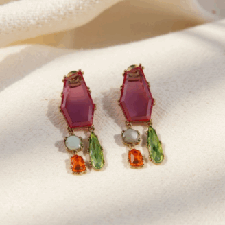 Multicolor Geometric Gem Dangle Earrings (1)
