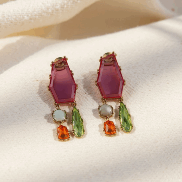 Multicolor Geometric Gem Dangle Earrings (1) Multicolor Geometric Gem Dangle Earrings (1)