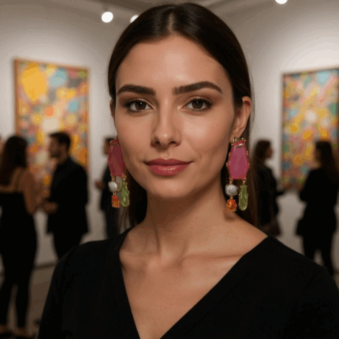Multicolor Geometric Gem Dangle Earrings (2) Multicolor Geometric Gem Dangle Earrings (2)