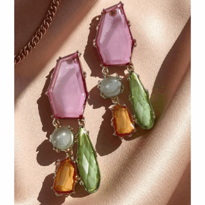 Multicolor Geometric Gem Dangle Earrings (3) Multicolor Geometric Gem Dangle Earrings (3)